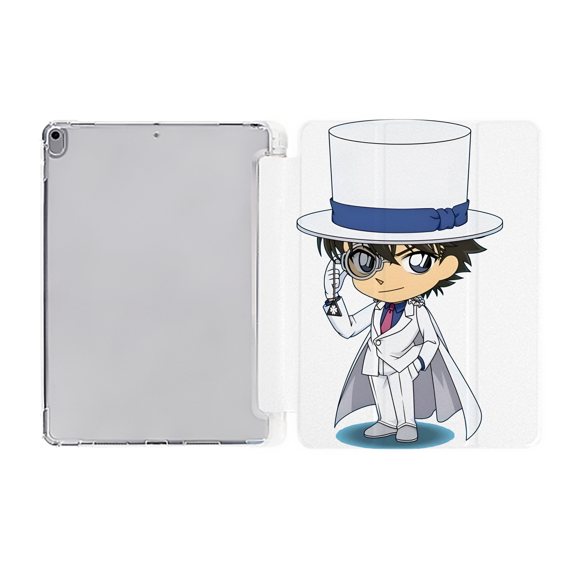 （画像用） 名探偵コナン くろば かいと Detective Conan Kuroba Kaito IPad ケース ペン収納付き 三つ折りスタンド PUレザー×シリコン 対応機種9.5/10.5/10.9インチ